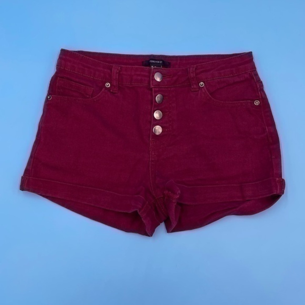 Forever 21 Burgundy Jean Shorts